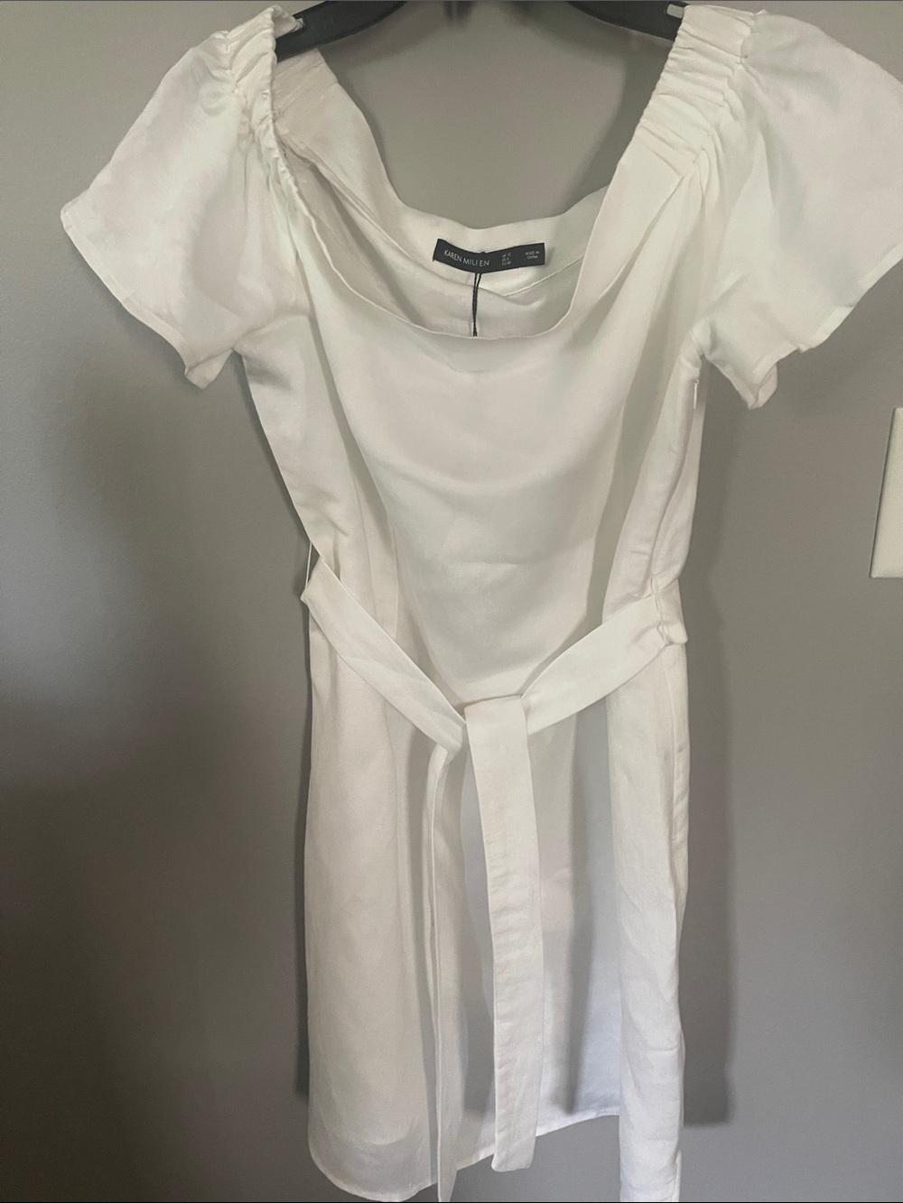 Karen Millen White Mini Dress with Self-Tie Waist